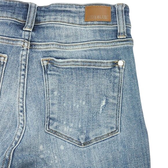 Judy Blue Boyfriend Fit Jeans Splatter Distressed Stretch Women’s Size 3/26 - Picture 12 of 16